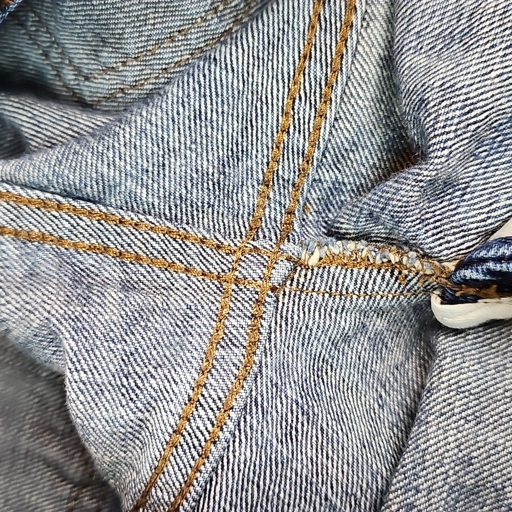 NEW FREE PEOPLE MID-RISE DISTRESSED RAW TIERED HEM FLARE LEG DENIM BLUE JEANS - Picture 8 of 12